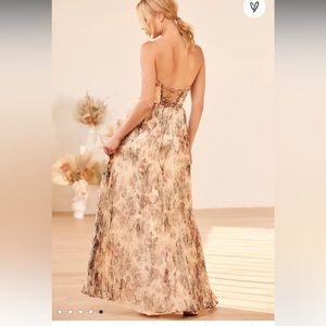 Lulus "Most Beautiful Day" Ivory Multi Floral Print Organza Maxi Dress